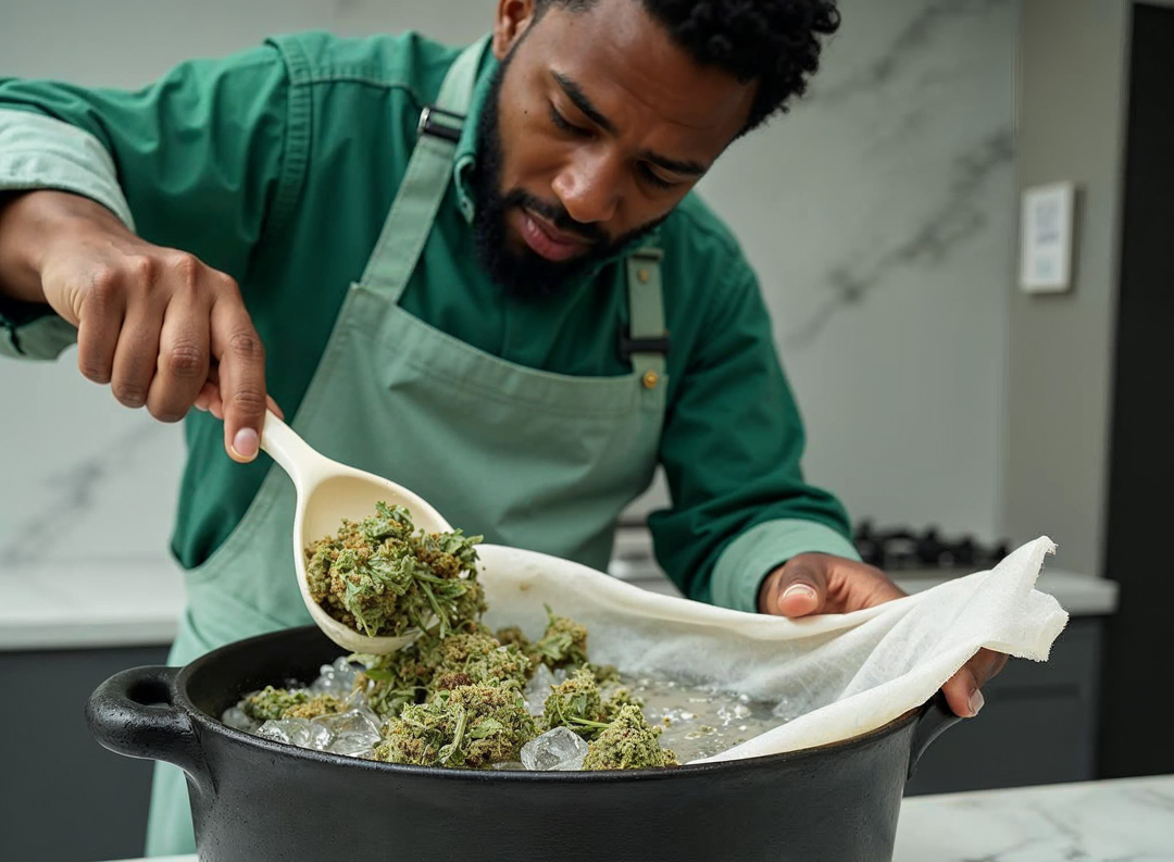 A-man-making-frozen-bubble-hash-with-ice-and-cannabis