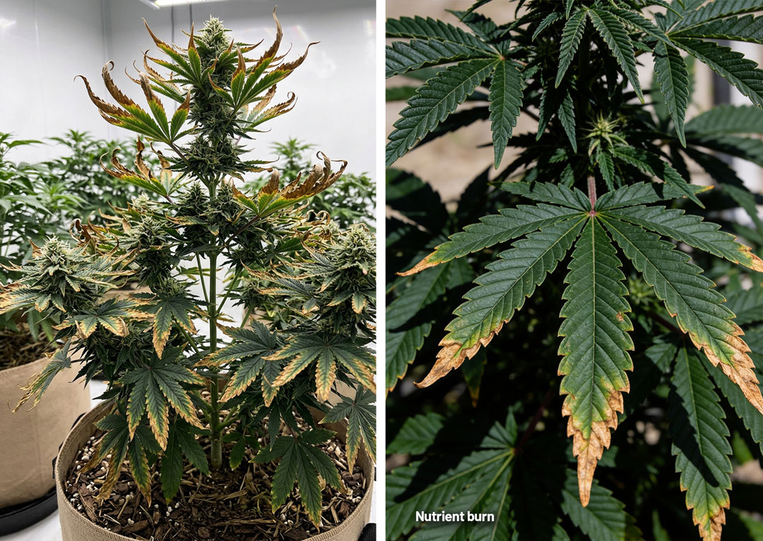 nutrient burn on a cannabis plant