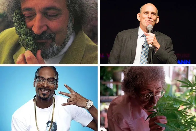 Cannabis activists Jack Herer, Ethan Nadelmann, Mary Jane Rathbun and Snoop Dogg.