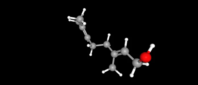 -	De chemische structuur van de terpeen geraniol