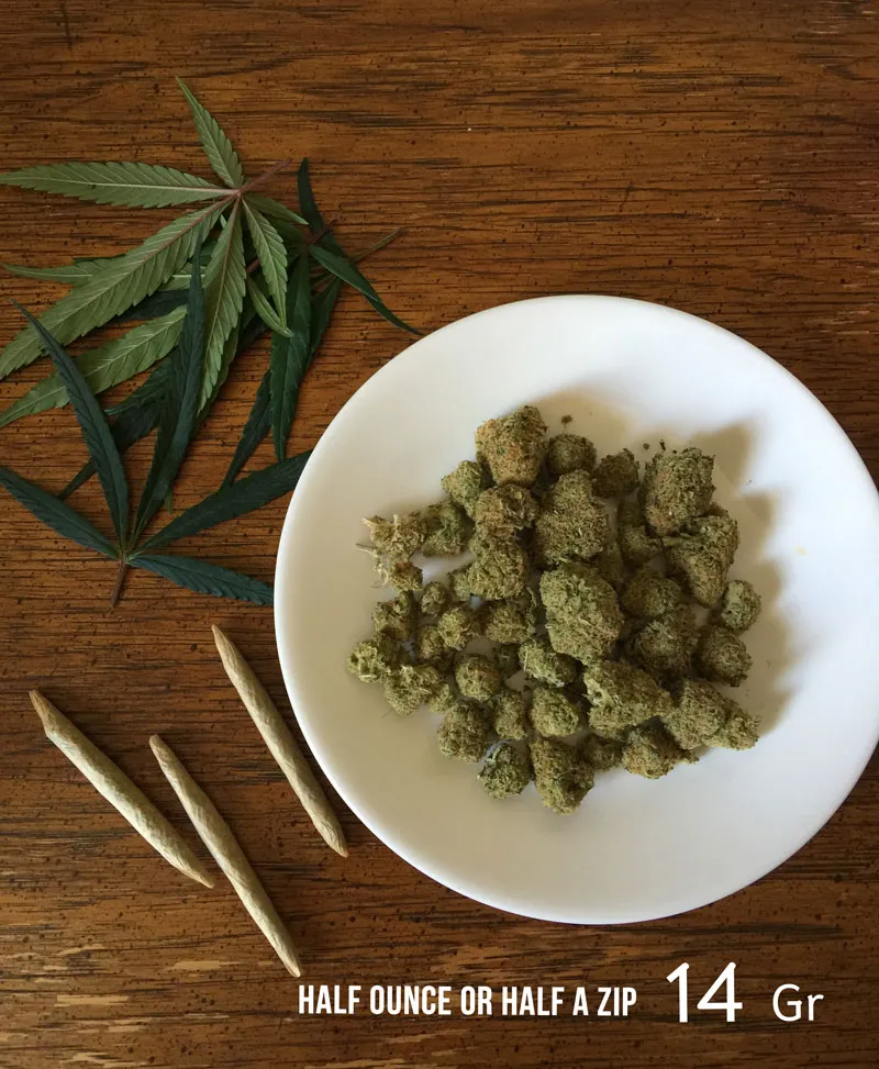 Half ounce - 14 grams of weed