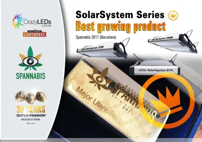 Barcelona.  Crazy LEDs wins Spannabis trophy with SolarSystem LED Grow Lights