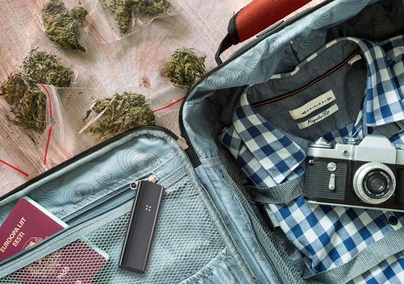 Packing suitcase for travel with cannabis