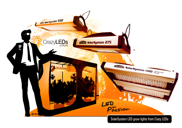 Crazy LEDs.  SolarSystem LED grow lights from California Lightworks